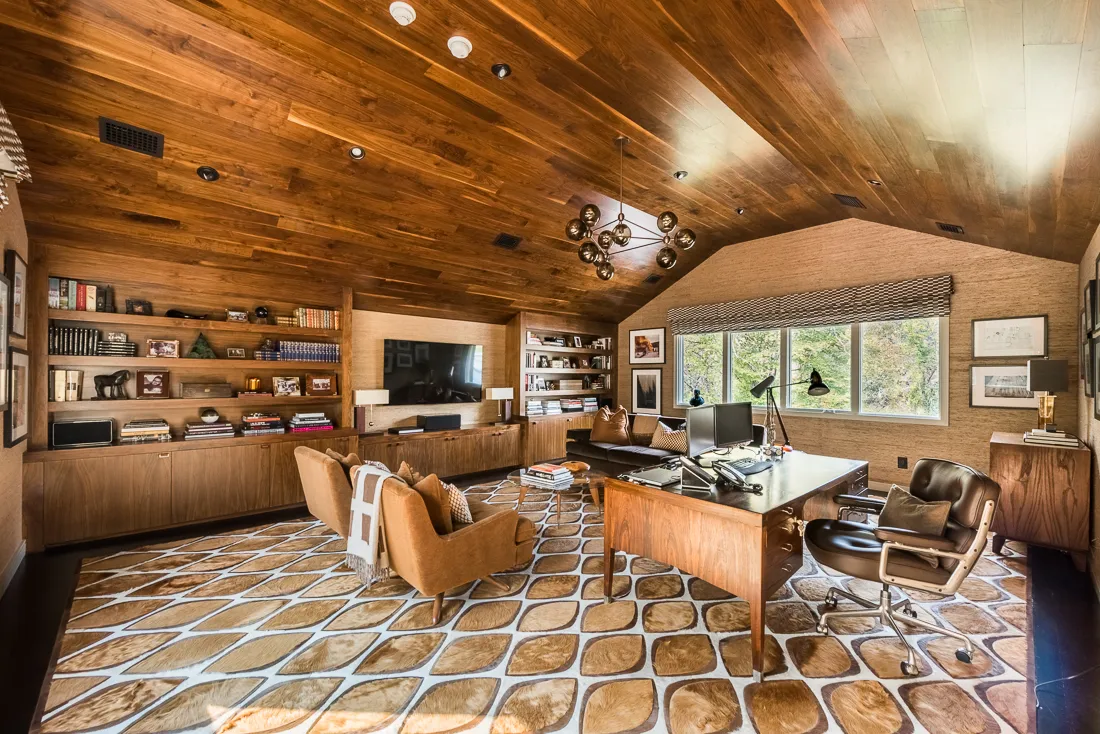 Avalon — Office beneath a walnut ceiling
