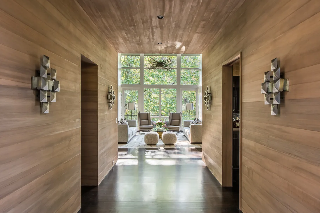 Avalon — Cypress-clad hallway