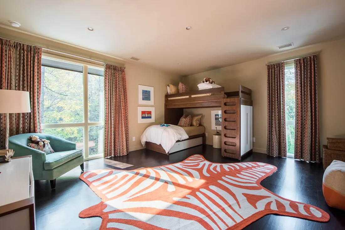 Avalon — Boys’ bedroom with walnut bunk beds