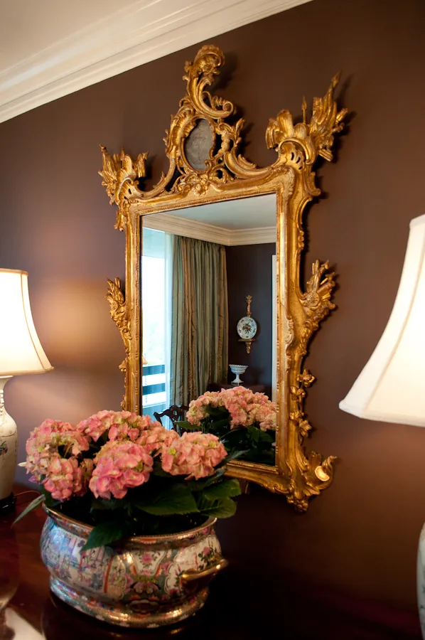 Park Place on Peachtree — Gilded mirror and flowers