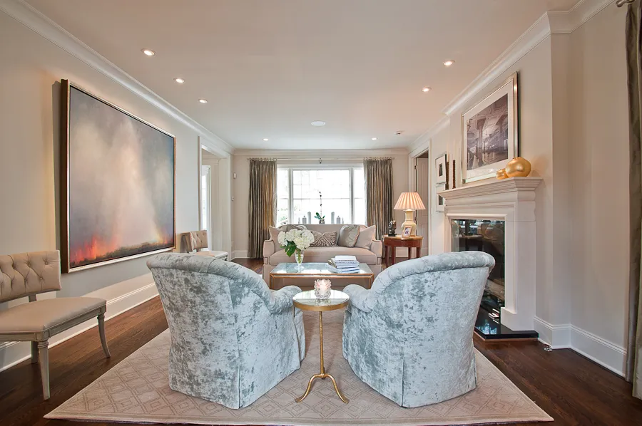 Tuxedo Park — Living room anchored by an abstract painting