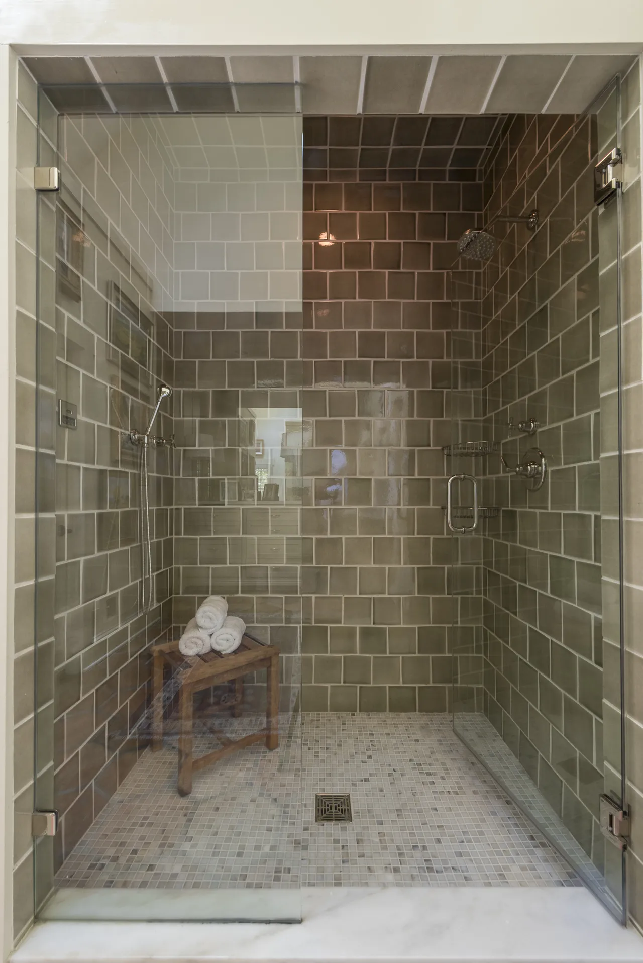 Tuxedo Road — Shower lined in handmade tile