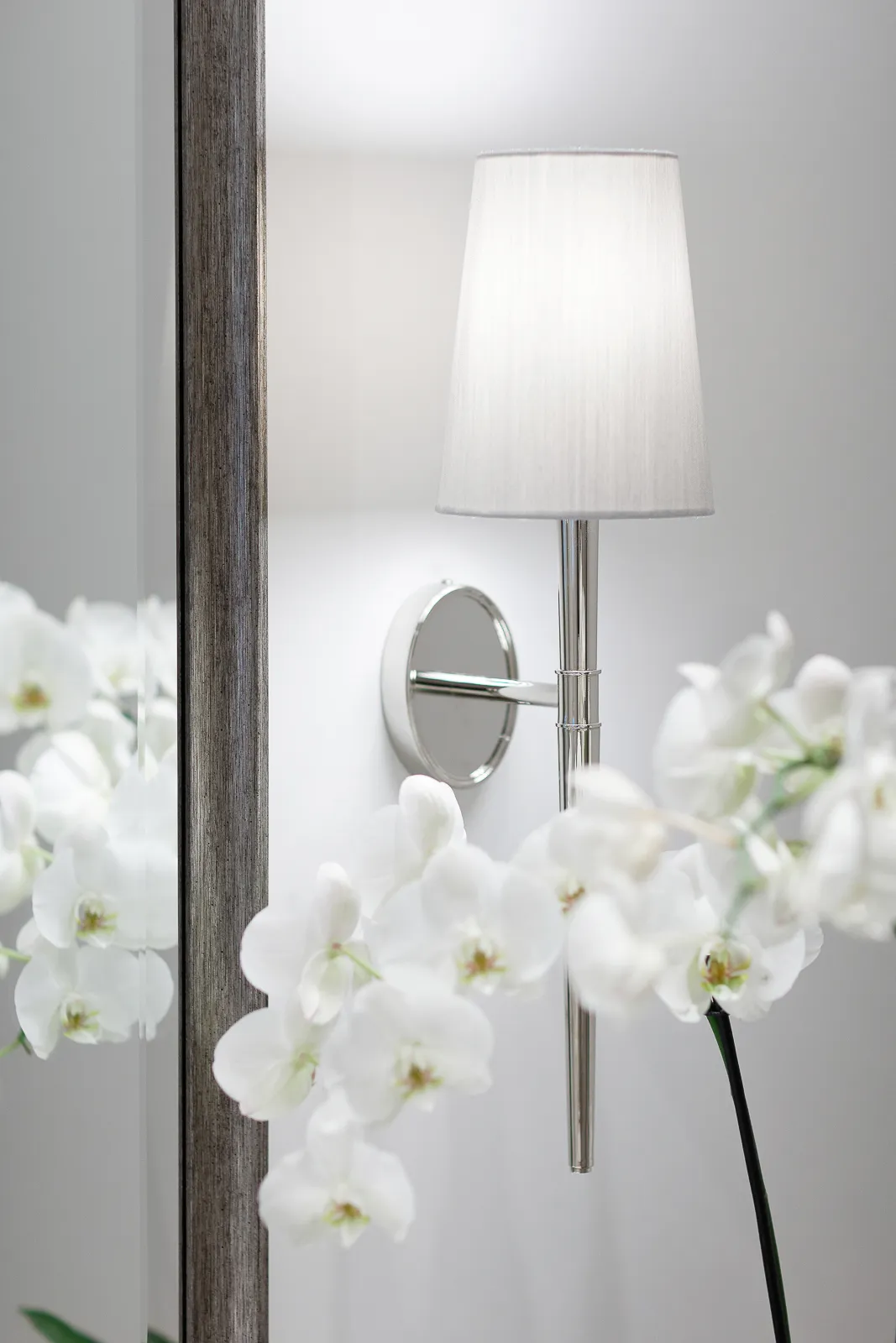 Côte d’Azur — Orchids beneath a wall sconce